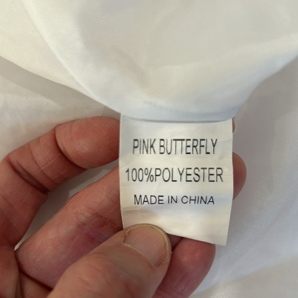 Pink butterfly asymmetrical girls white sparkle tulle floral design dress sz 2T - Picture 16 of 16